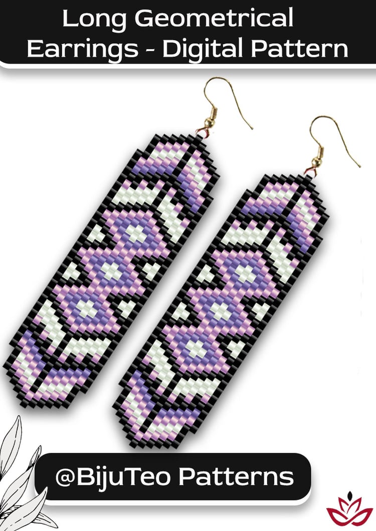 Long Huichol Style Earrings Digital PDF Pattern – Colorful Jewelry