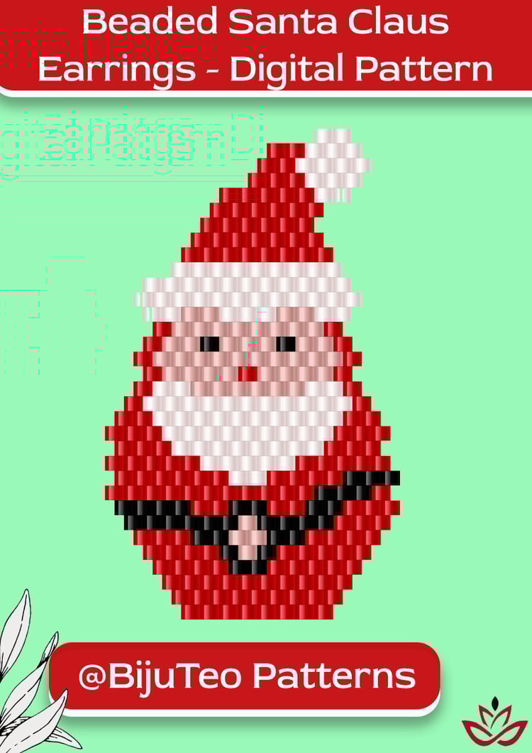 Pattern	Santa Claus Brick Stitch PDF Pattern – Holiday Beading Craft