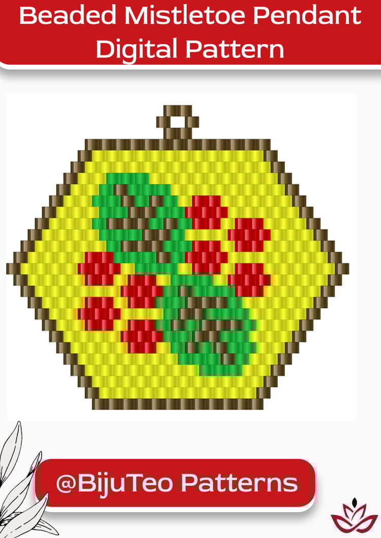 Mistletoe Pendant Beading PDF Pattern – Festive Jewelry Design