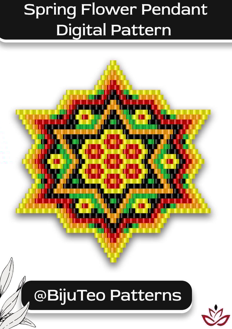Spring Flower Pendant Beading PDF Pattern – Floral Jewelry