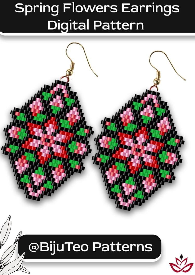 Spring Flowers Earrings Beading Pattern – Floral Jewelry Design