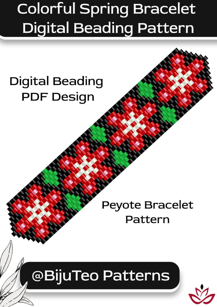 Spring Flowers Bracelet Beading Pattern – Floral Jewelry