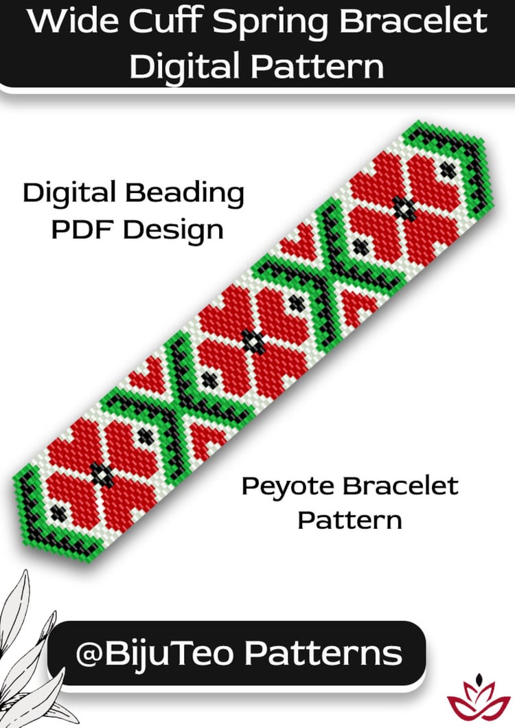 Wide-Cuff Spring Bracelet Beading Pattern