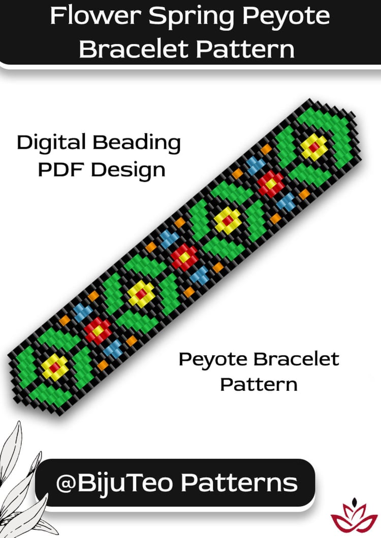 Spring Flowers Peyote Bracelet Beading Pattern – Floral Design