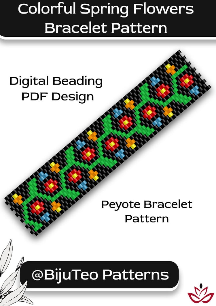 Beading PDF Pattern	Spring Colorful Bracelet Beading PDF Pattern – Vibrant Jewelry