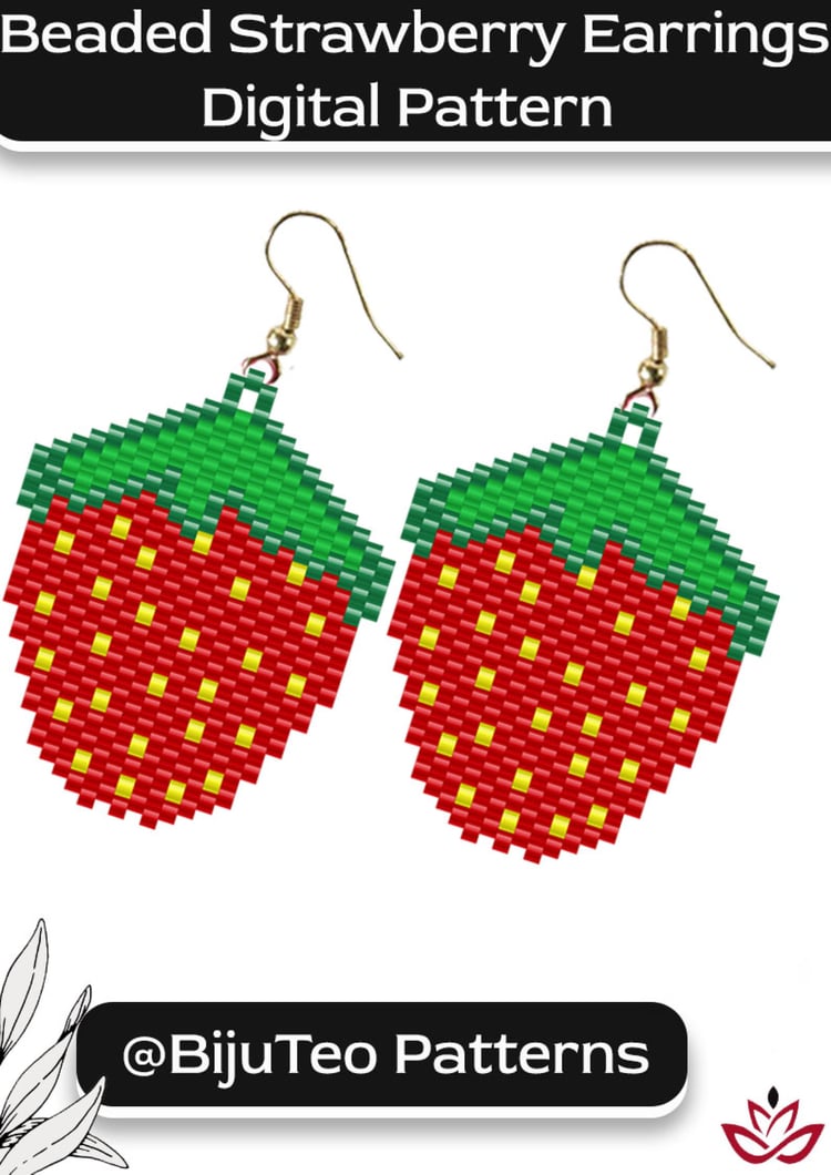 Strawberry Earrings PDF Pattern – Cute Beaded Jewelry Design
