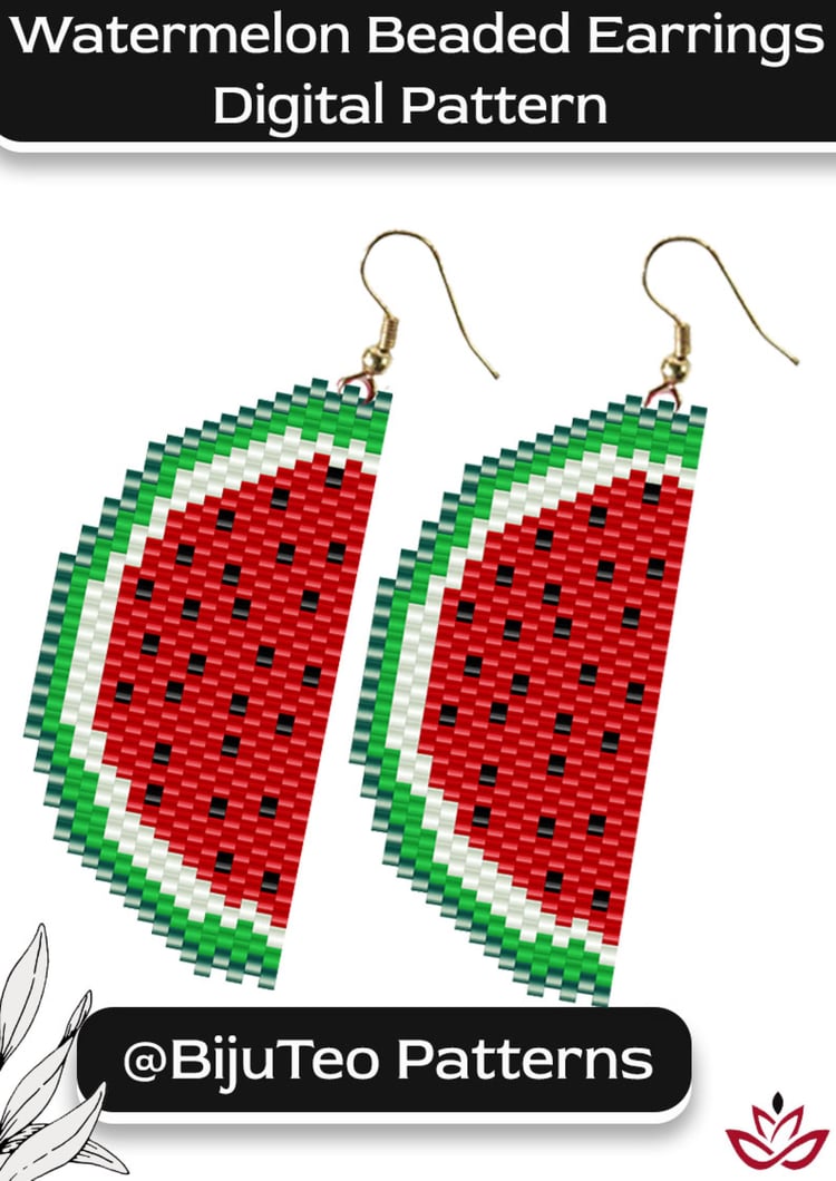 Watermelon Earrings Beading PDF Pattern – Colorful Seed Beads