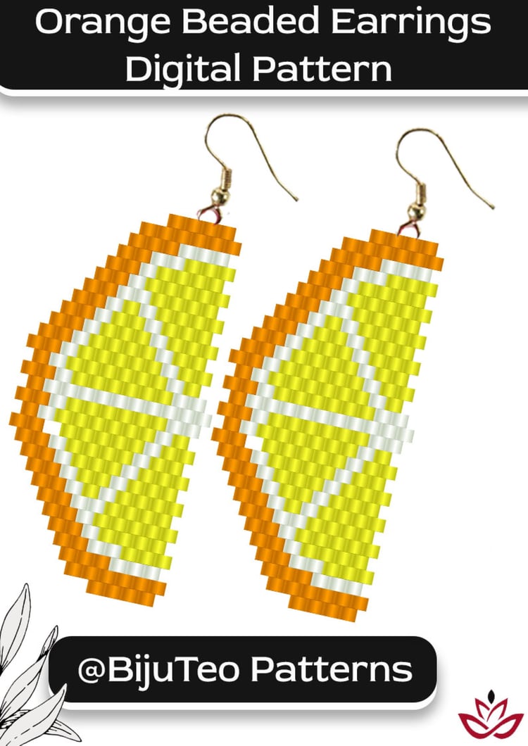 Orange Earrings Beading PDF Pattern – Fruit Inspired Design