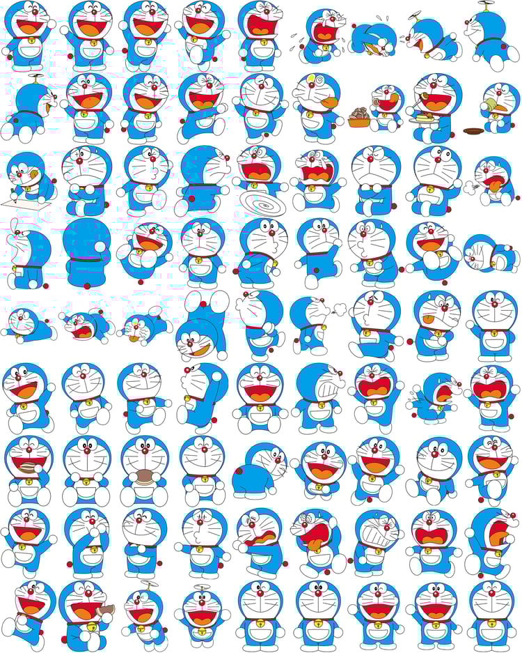 500 AI CDR PNG Doraemon & Friends Large Size Digital Sticker Pack ,Stickers for Goodnotes, digital planner Journal, kawaii aesthetic clipart