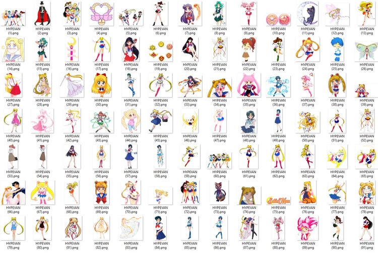 220 Sailormoon PNG Bundle | Magical Girl Transparent Clipart | Anime Aesthetic Stickers | Instant Download | Sublimation Usagi Tsukino