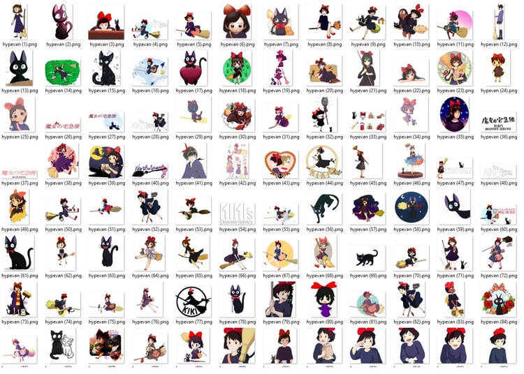 220+ Kikiβs Delivery Service PNG Bundle | Studio Ghibli Kiki & Jiji Clipart | Transparent Background Anime Stickers | Sublimation