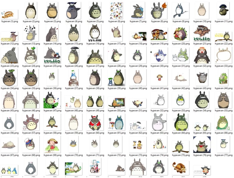 87 Totoro PNG Bundle | Studio Ghibli Digital Clipart | Cute Anime Totoro Graphics | Transparent Backgrounds for Planner, Sublimation