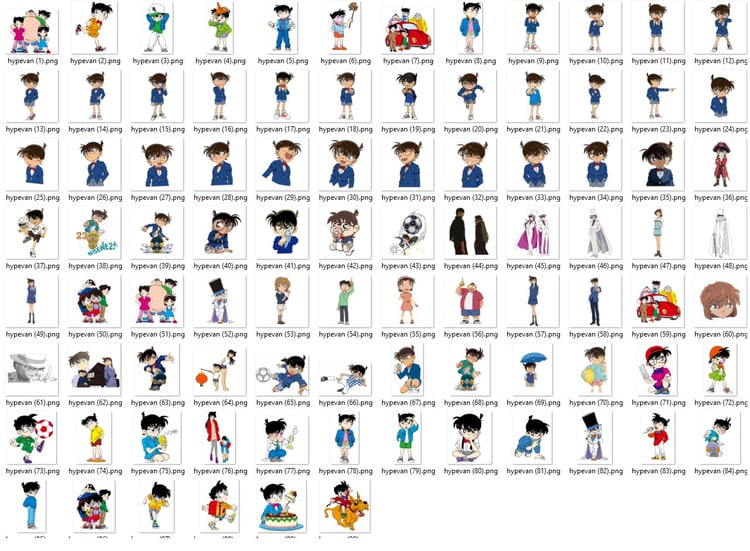 Detective Conan PNG Bundle β 86 Digital Stickers | Anime Boy Clipart | Shinichi Kudo | Transparent Files for Sublimation, Scrapbooking