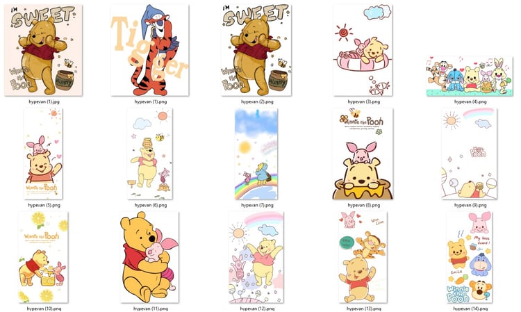 35 Winnie the Pooh PNG Sublimation Pack β Cute Bear, Tigger, Piglet, Eeyore Clipart Bundle for Digital Planners, Sublimation & Scrapbooking