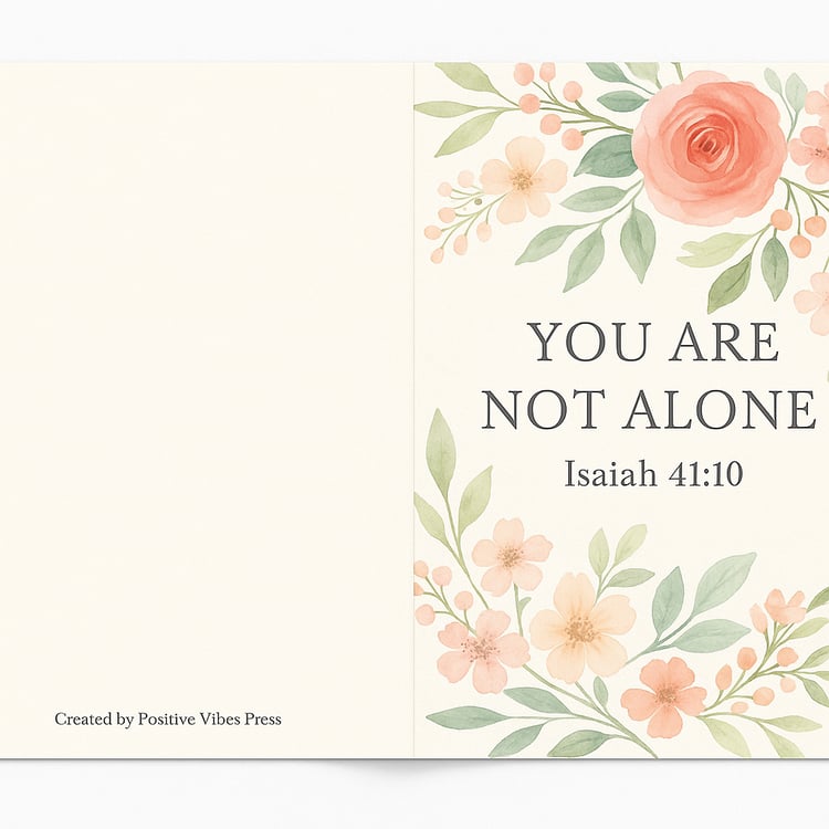 Bring encouragement and faith to someone you love with this printable Christian greeting card featuring the powerful verse Isaiah 41:10:  > “Do not fear, for I am with you...”    This foldable card is designed with soft florals and a heartfelt message — p