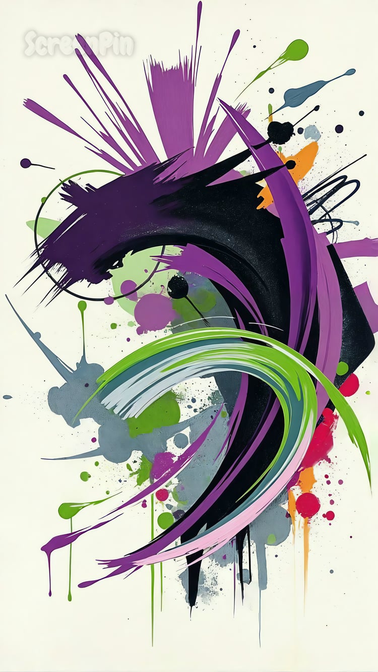 An abstract expressive painting with bold colorful brushstrokes and splashes on a white background, conveying dynamic energy and creative emotion.