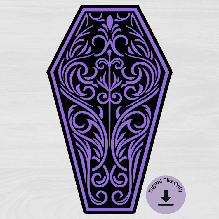 Gothic coffin svg laser cut file ornate