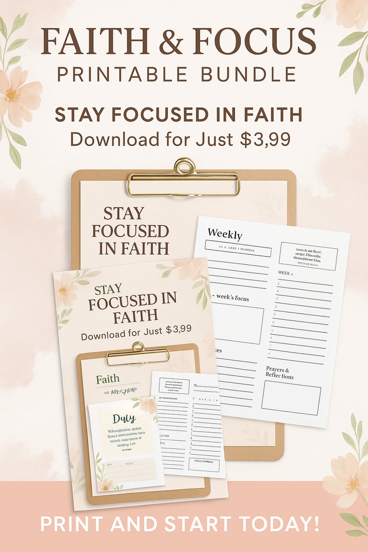 Faith & Focus Printable Bundle – Scripture Planner, Prayer Journal & Christian Affirmation Cards Christian printables, prayer journal, scripture planner, Bible study pages, faith bundle, printable affirmation cards, Christian planner, women’s devotional, 