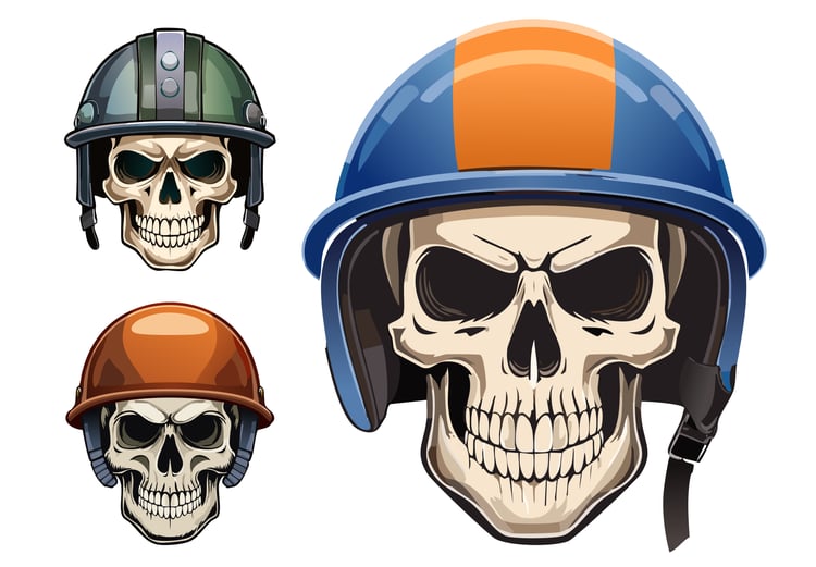 A bold and edgy AI-generated vector illustration of a skull wearing a helmet, combining elements of danger, rebellion, and protection.