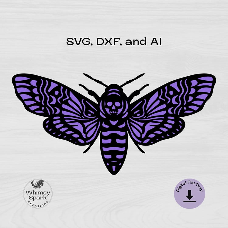 SVG file for laser cutting of Death Head Moth 2 layers
