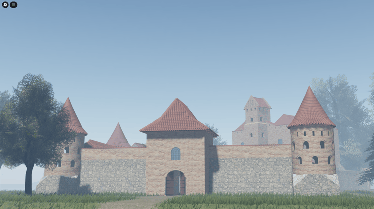 Entrance gate with defensive walls and authentic medieval design