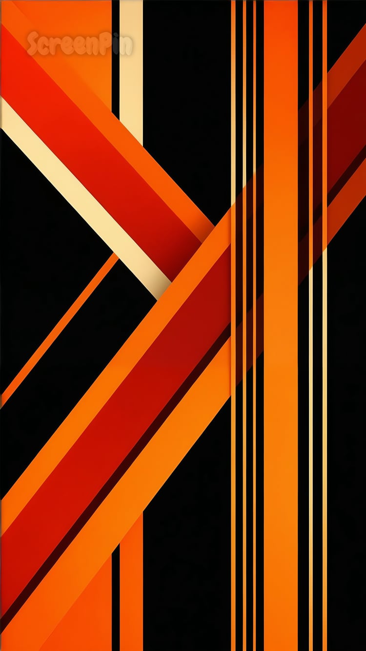 A digital geometric abstraction in red and orange tones on a black background, featuring sharp angles, layered shapes, and a vibrant, high-contrast design.