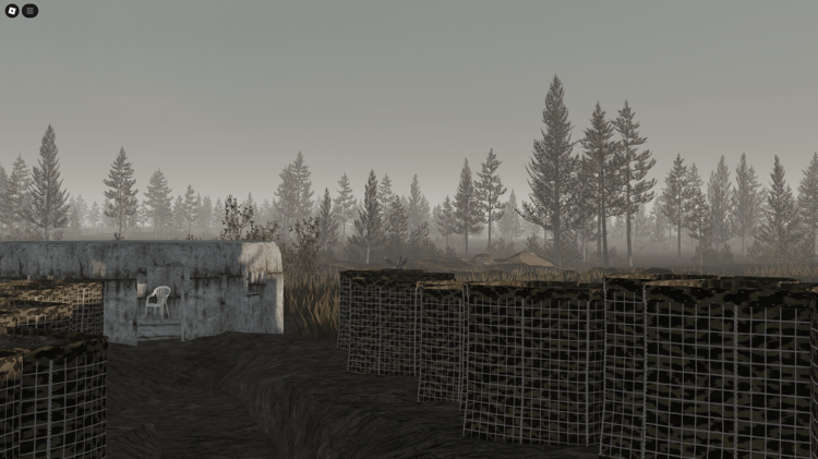 Heavily fortified Roblox map with Eastern European military theme