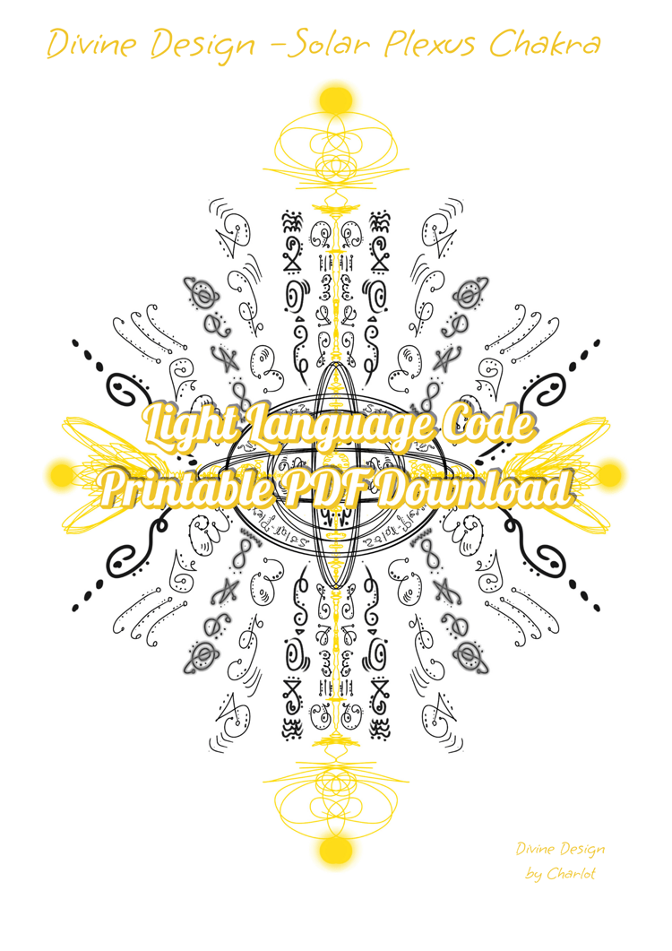 Yellow-toned Light Language design for the solar plexus chakra, radiating personal power and clarity.