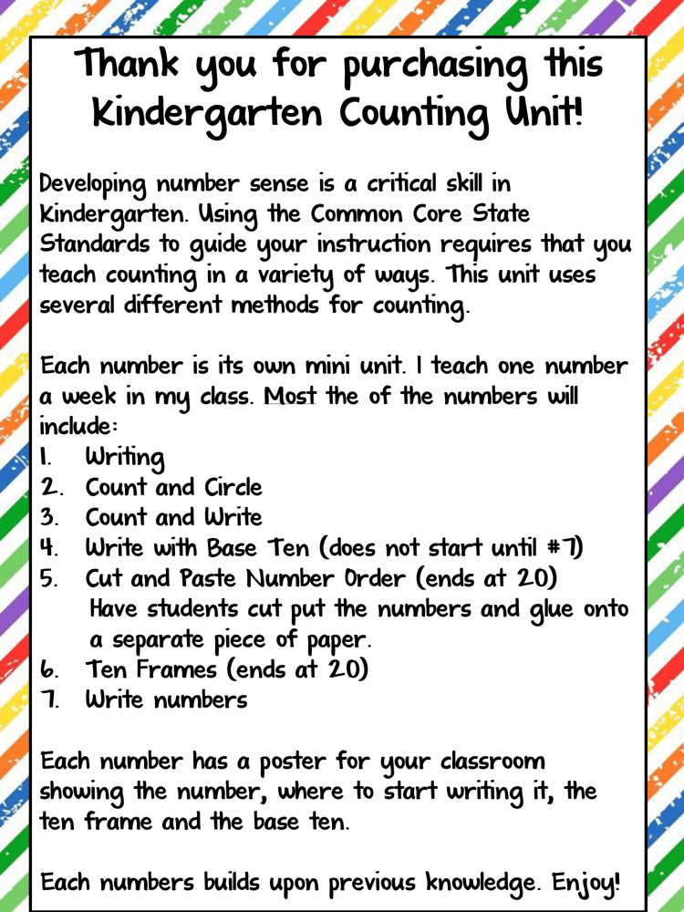 Kindergarten Numbers
