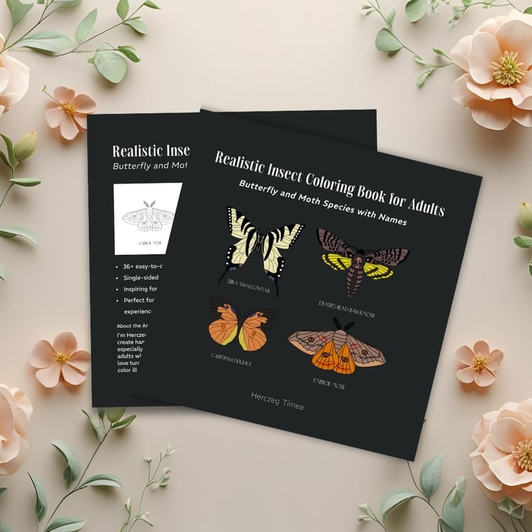 Realistic Insect Coloring Book - Butterfly & Moth Species Herczeg Timea