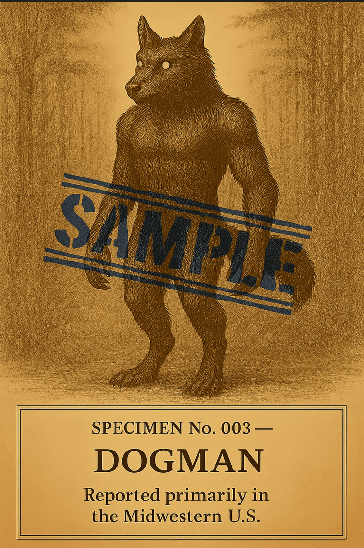 Specimen No. 003 — Dogman Vintage Cryptid Art Print 8x10