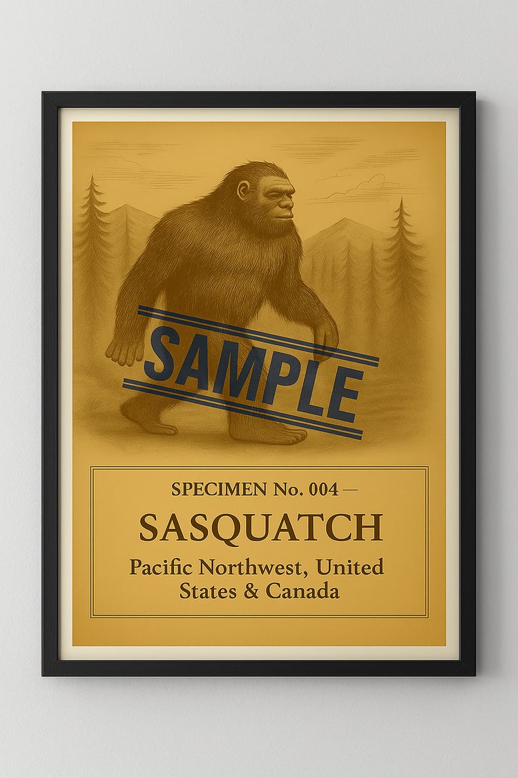 Specimen No. 004 — Sasquatch Vintage Cryptid Art Print 8x10