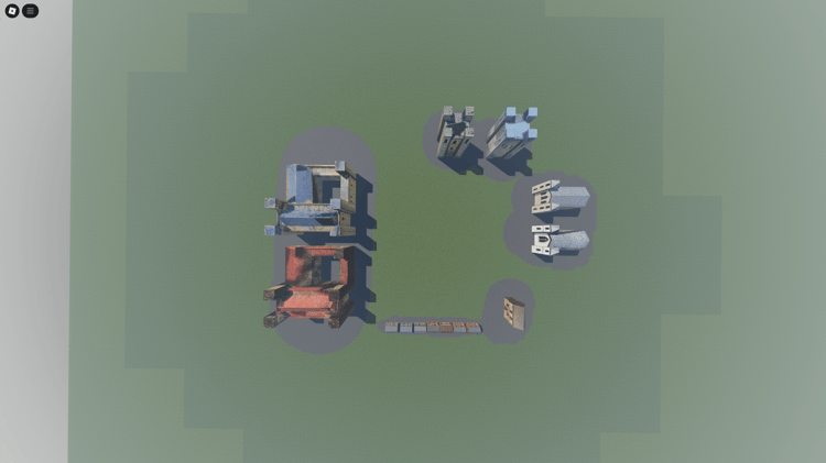 Low-lag medieval building kit for Roblox background structures