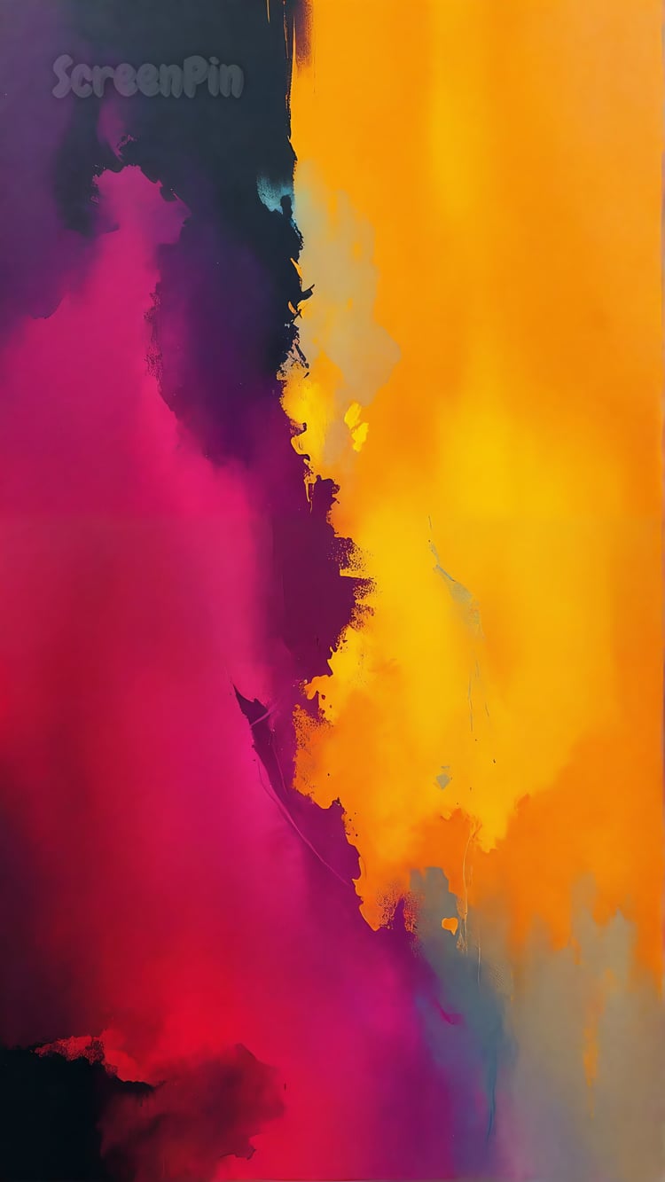 A vibrant abstract digital background with soft, expressive brushstrokes blending yellow, orange, black, and crimson, creating a warm, dynamic, and painterly texture.