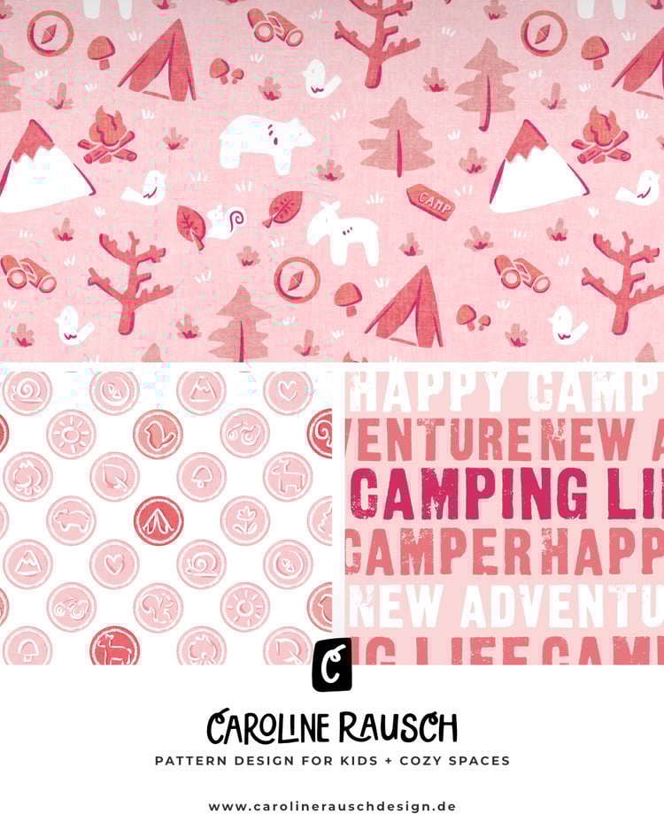 Camping Woodland Mini Collection in Girly Pink Colorway