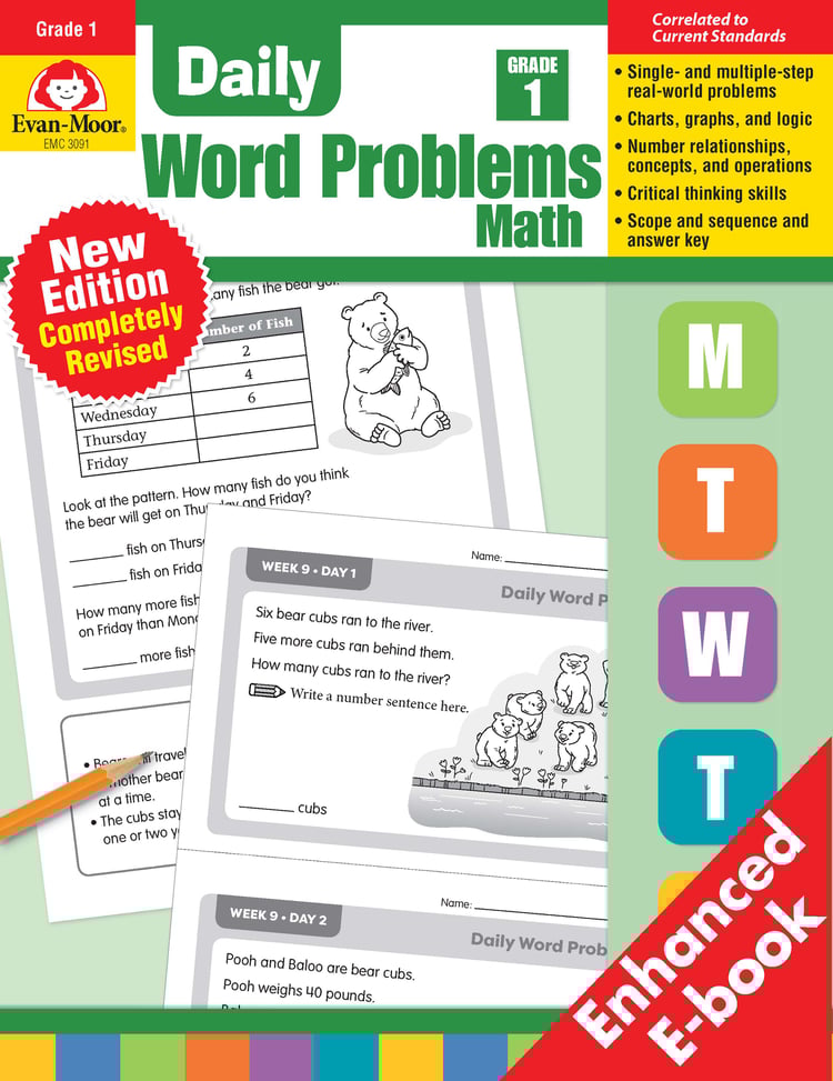Daily Word Problems Math, Grade 1