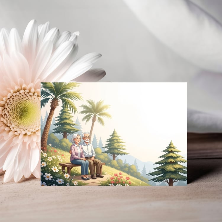 4 Cartes JW pour Couples Âgés - Psaume 92:12-14