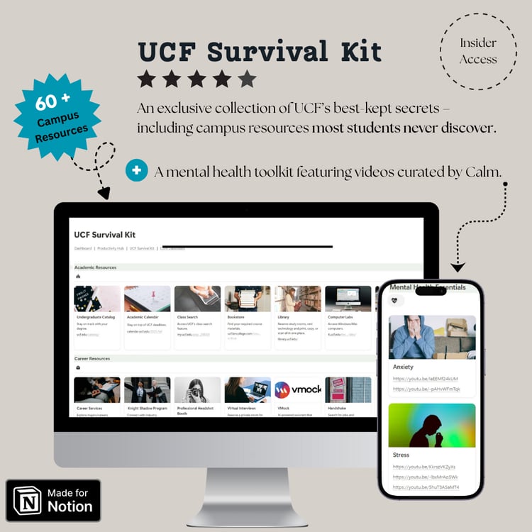 UCF Survival Kit showcases 60+ campus resources and Calm-powered mental health videos for students.