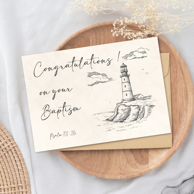 4 Baptism Congratulations Cards - Vintage or white background