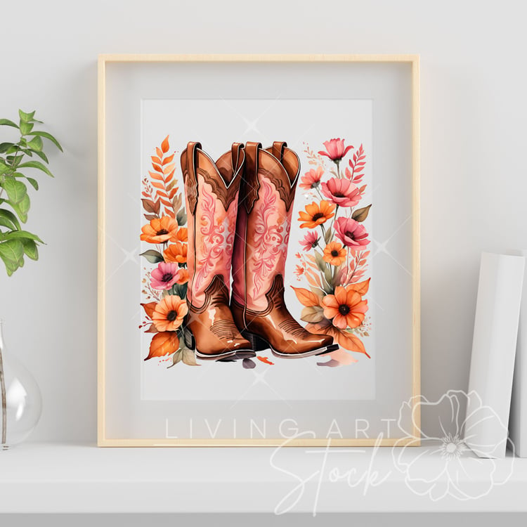 Cowgirl Boots Transparent PNG printable art