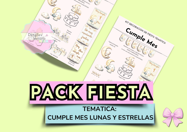 PACK FIESTA CUMPLE MES LUNAS Y ESTRELLAS