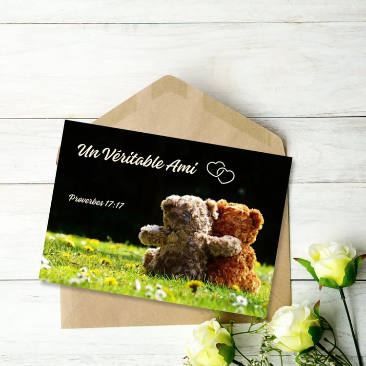 Pack de 4 Cartes à imprimer "Un Véritable Ami" - Proverbes 17:17 - PDF A4