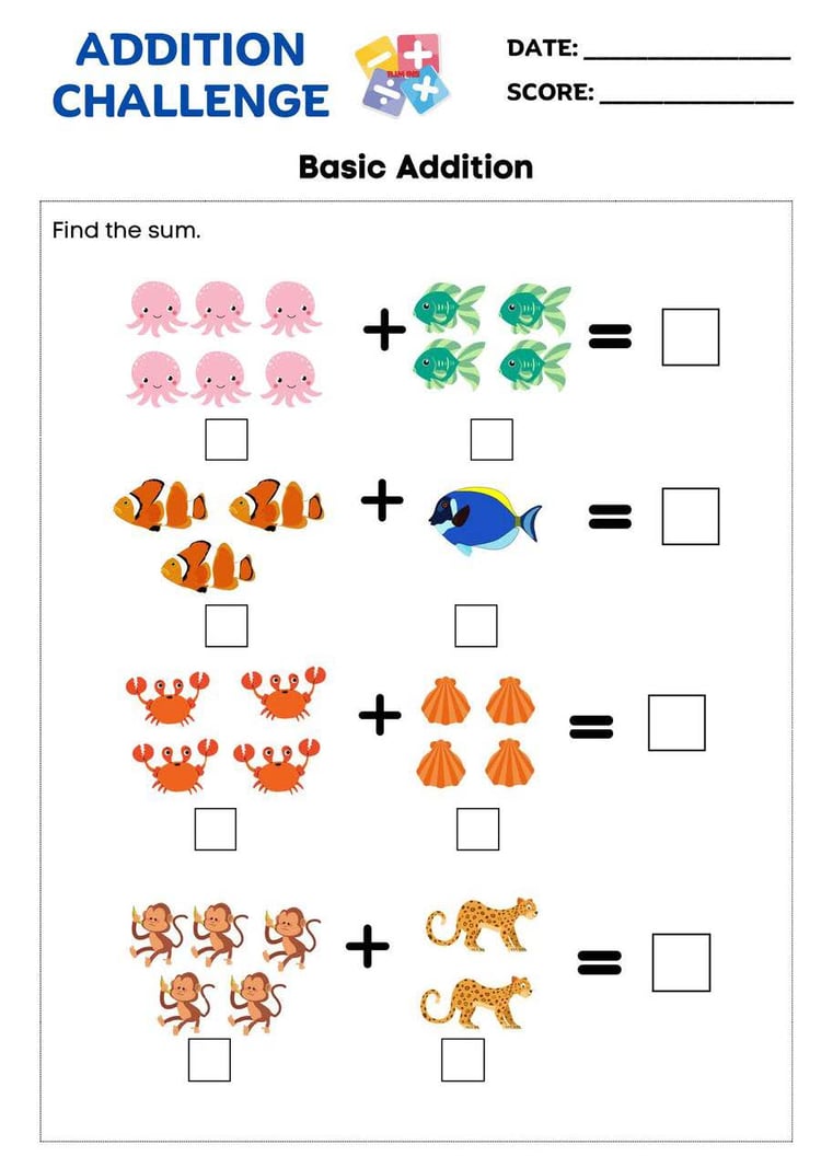 Grade 1 Math Challenge Worksheet