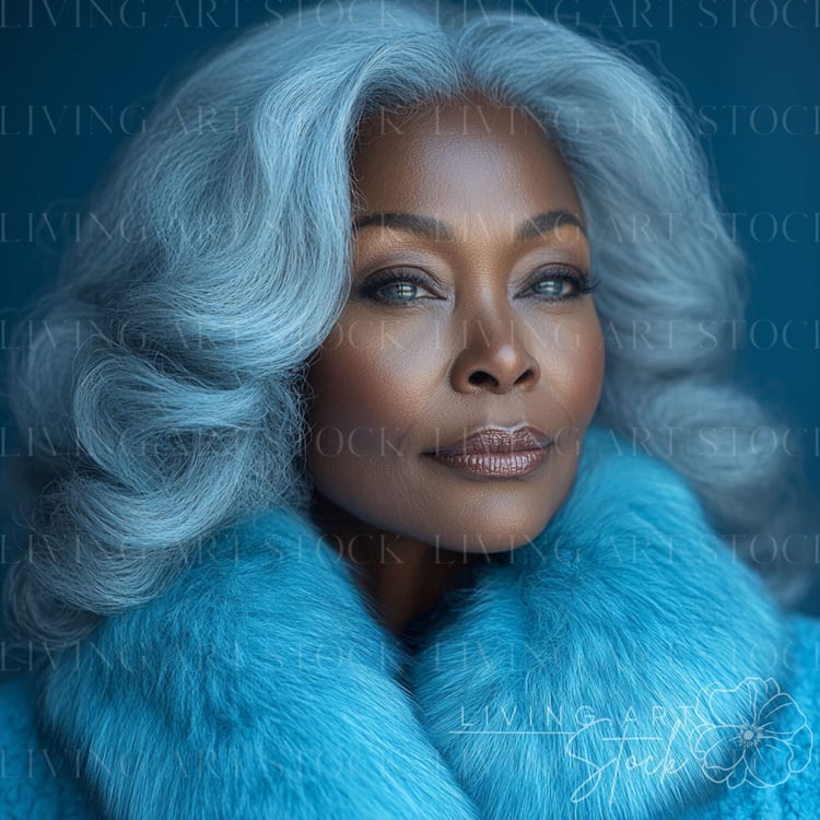 Elder black women model wearing ice blue, black women stock photos