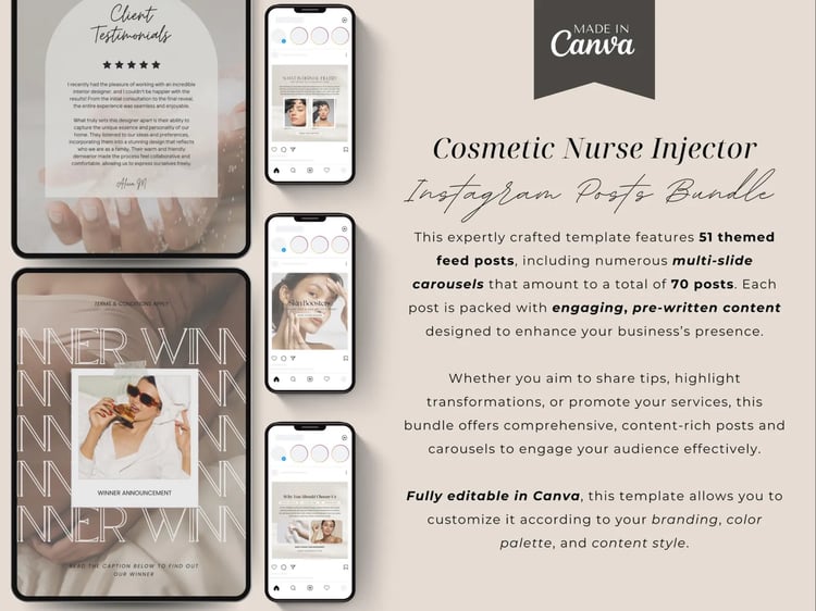instagram templates for nurse injector, instagram bundle, instagram quotes, social media, nurse injector, esthetician, botox and filler, Aesthetics Nurse, beauty social, medspa templates, esthetician template, injection template, nurse injector post