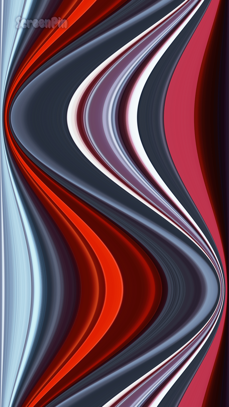 A digital geometric artwork featuring a flowing striped wave pattern in red, grey, and white, with clean curves and layered shapes creating a sense of movement and abstract elegance.