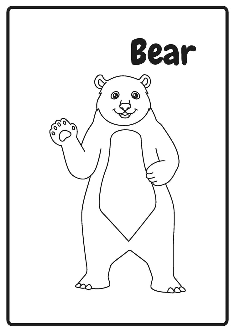 Wild Animals Coloring Page in Black and White Simple Style