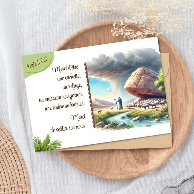 Carte BERGERS JW / ANCIENS Témoins de Jéhovah - Carte de Remerciement ANCIEN JW – Isaïe 32:2 - PDF & JPG à Télécharger