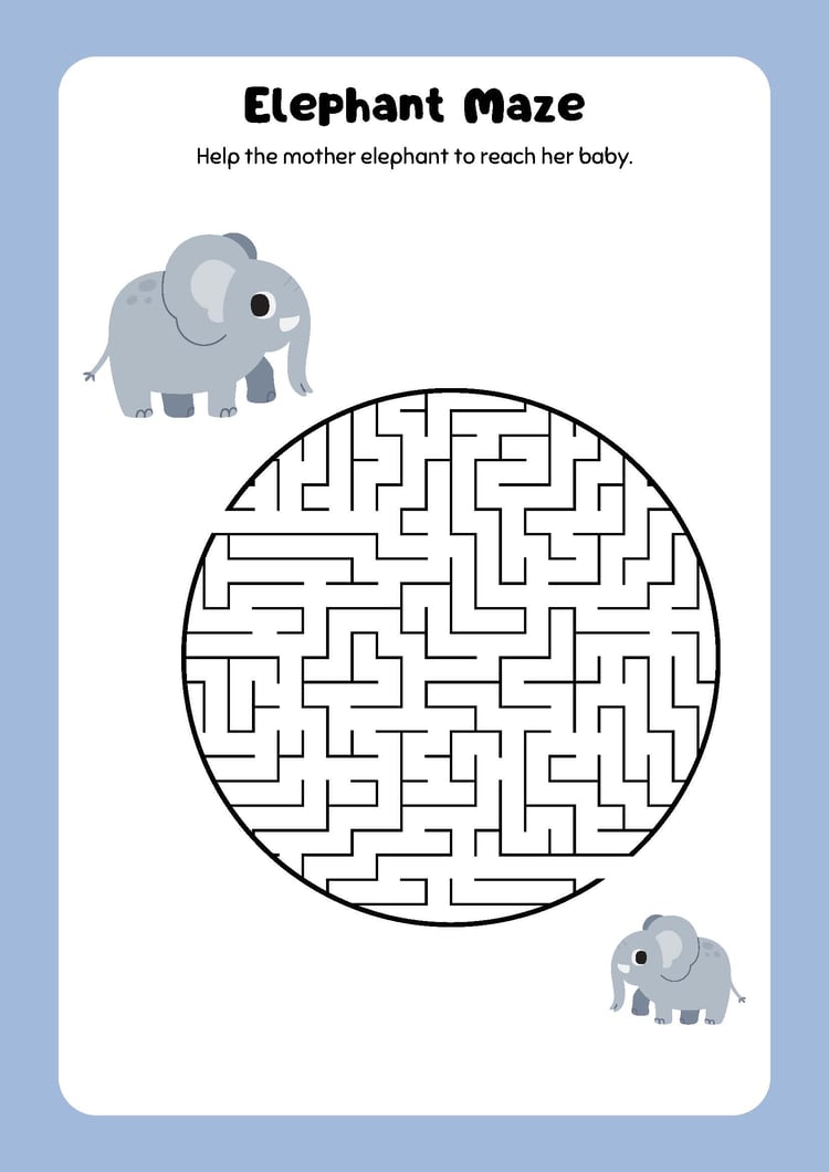 Blue and White Fun Animals Activity Book Printable Worksheet