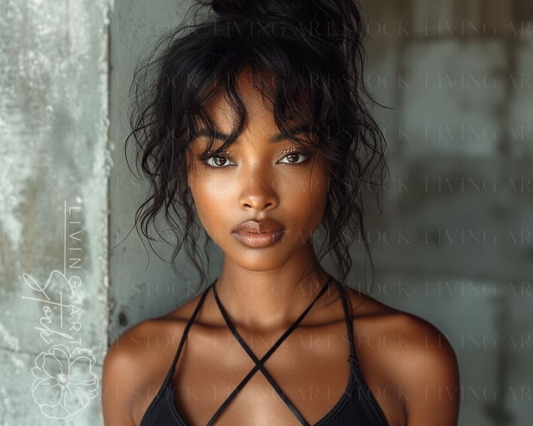 Black woman sportswear model stock photo